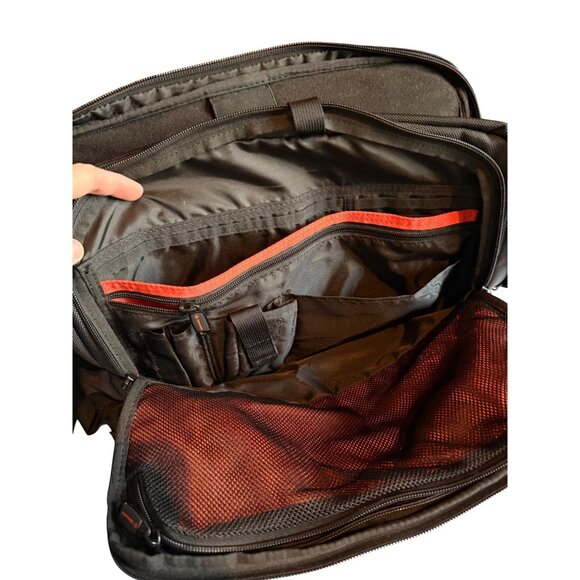 Black Nylon Messenger Bag With Multiple Compartments & Adjustable Strap - Picture 7 of 16